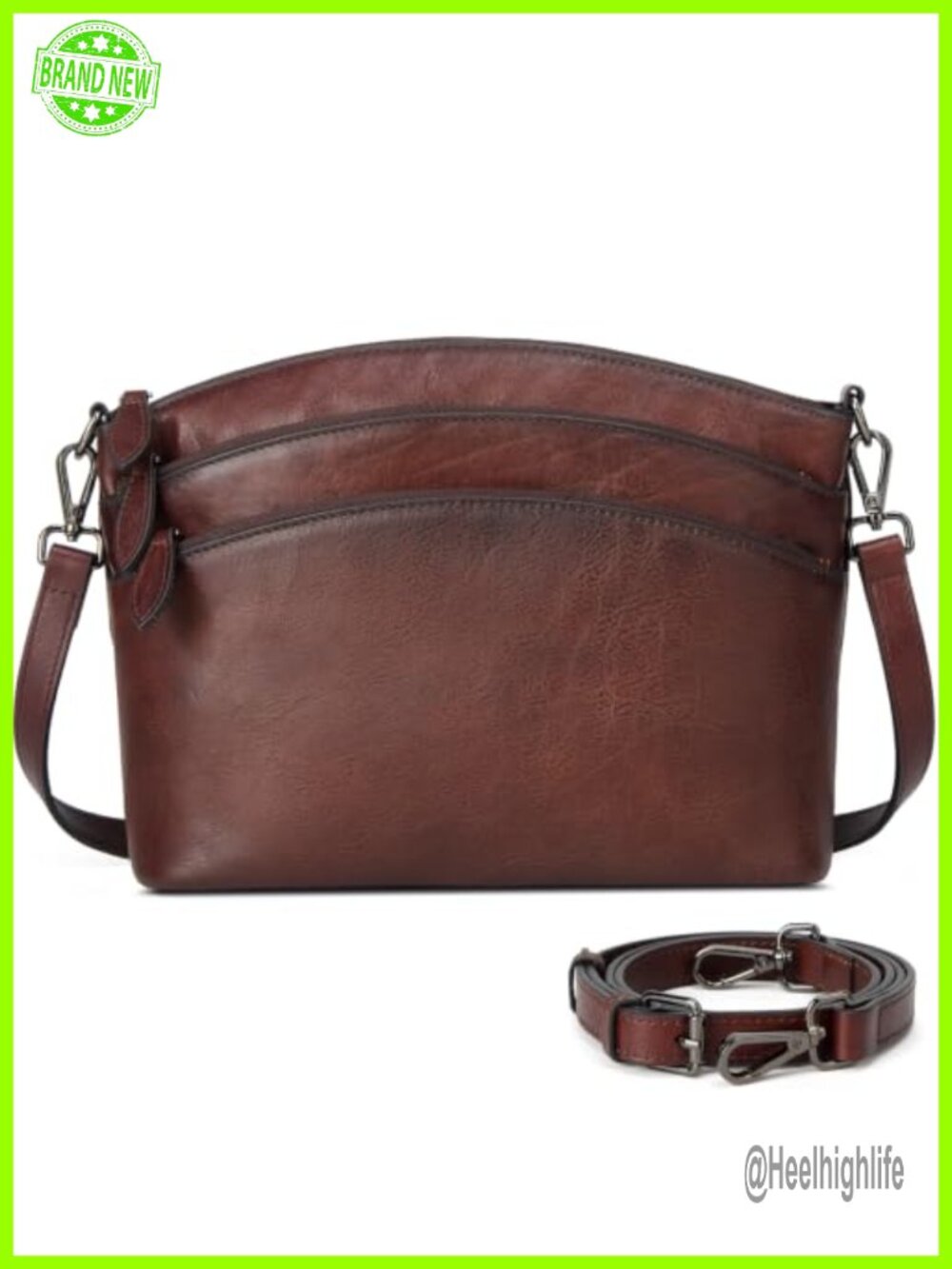 Full Grain Leather Crossbody Bag Medium Satchel Adjustable Strap